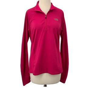 The North Face Vapor Wick 1/4 Zip Pullover L/S Pink Activewear Top Womens Size L